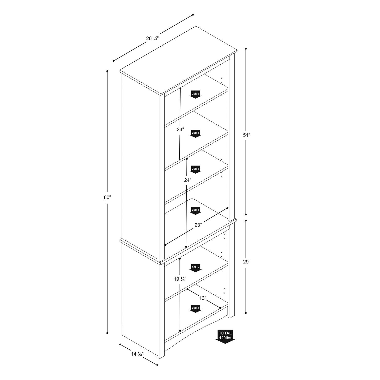 Prepac Tall 6Shelf Bookcase Drifted Gray  Crowdfused