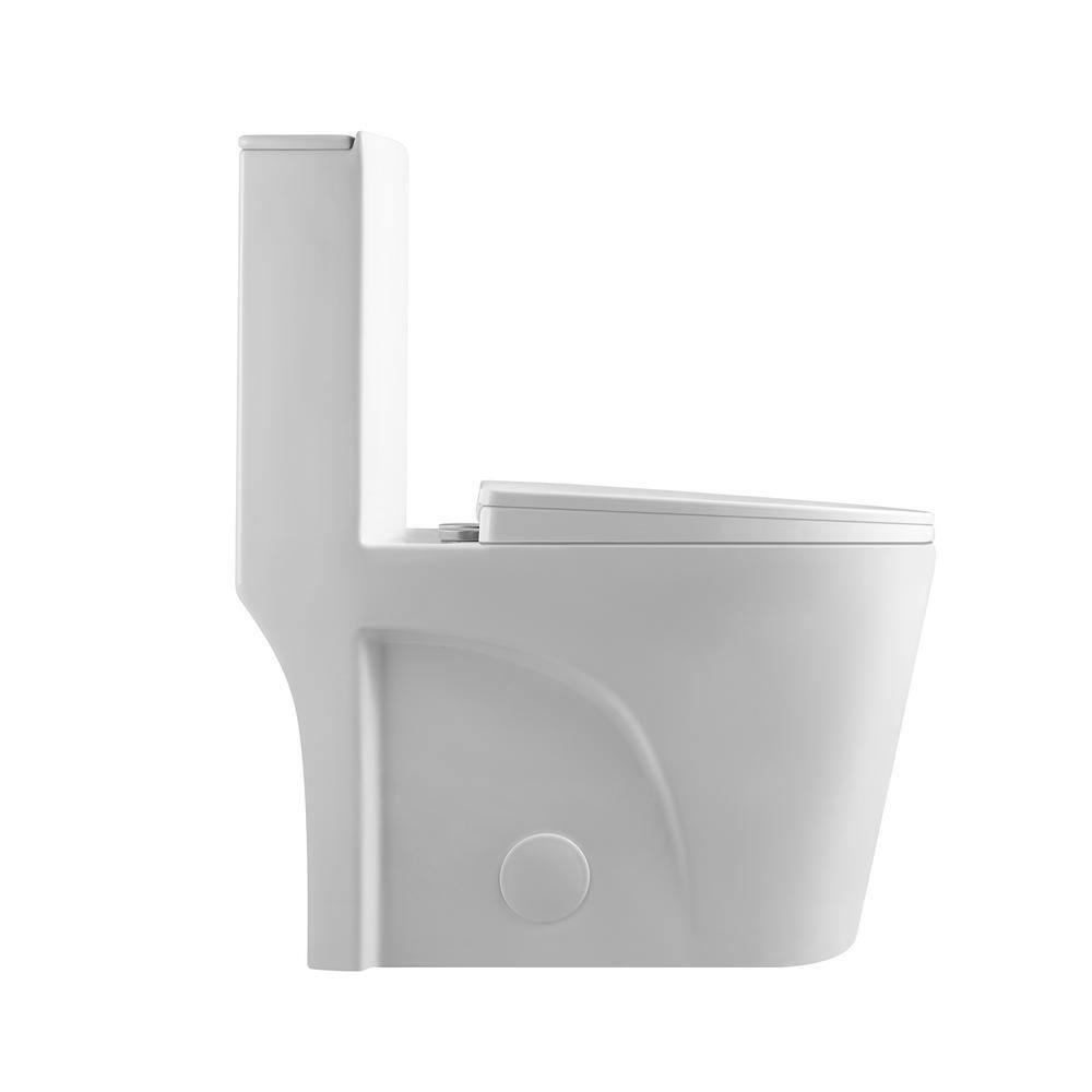 INSTER 1-Piece 1.11.6 GPF High-Performance Vortex Dual Flush Elongated Toilet in Glossy White Soft Close Seat Included WSHDRMTO0001