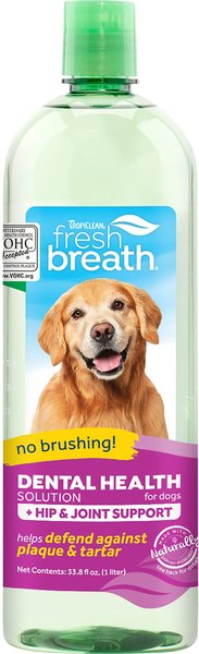 TropiClean Fresh Breath Dental Health Solution + Hip and Joint Support Dog Dental Water Additive