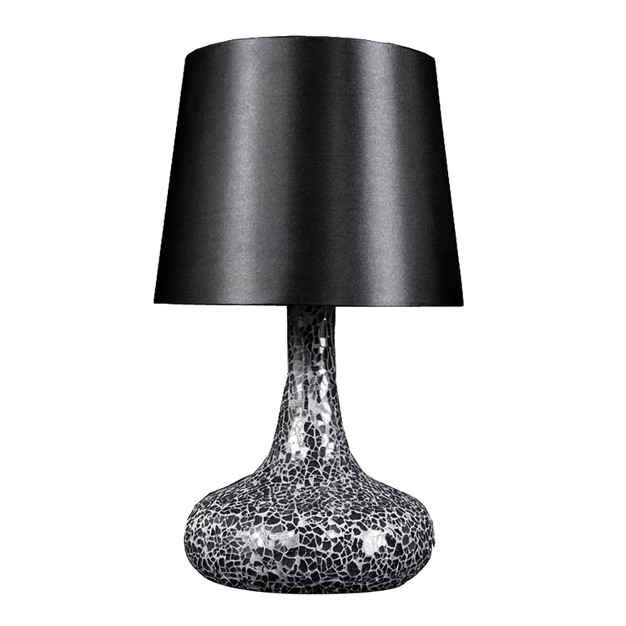 Mosaic Tiled Glass Genie Table Lamp With Fabric Shade Simple Designs