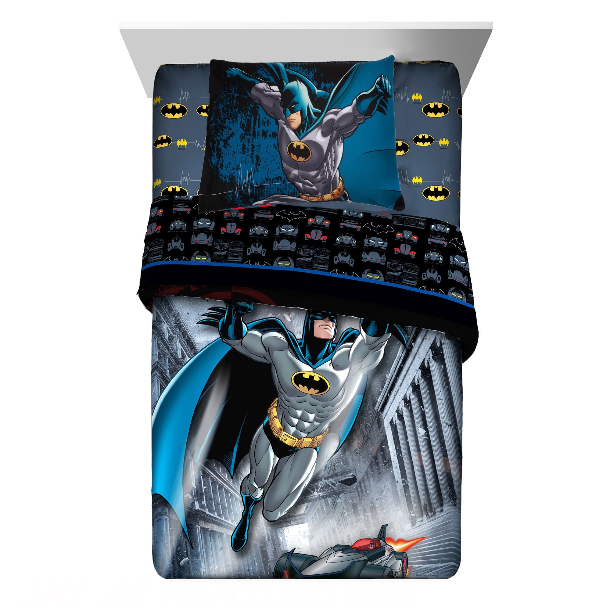 Batman Kids Twin Bed in a Bag, Comforter and Sheets, Gray, Warner Bros