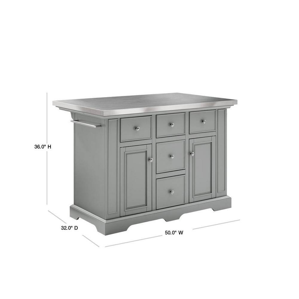 CROSLEY FURNITURE Julia Gray Kitchen Island with Towel Rack KF30025AGY