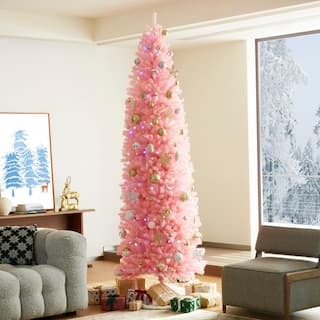 9 ft. Pink Pencil Tinsel Artificial Christmas Tree