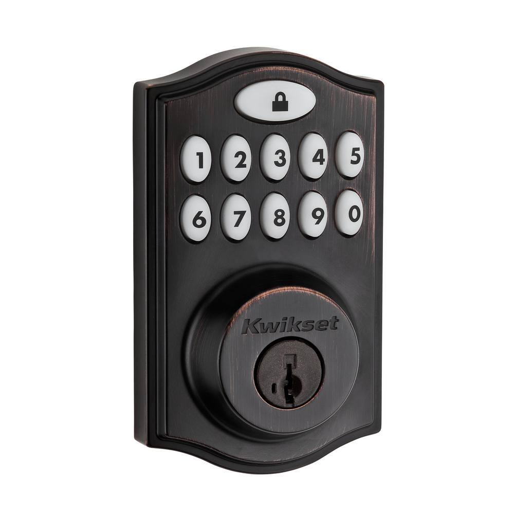 Kwikset SmartCode 914 Zigbee 3.0 Venetian Bronze Single Cylinder Electronic Deadbolt Featuring SmartKey Security 914TRZB3.011PCP