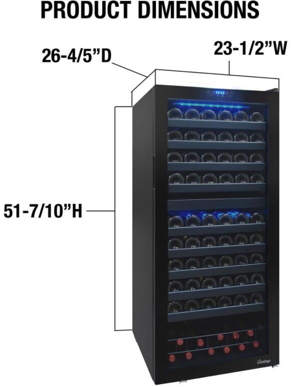 Vinotemp VT122TS2Z Butler Series 24 Inch Black Wine Cooler