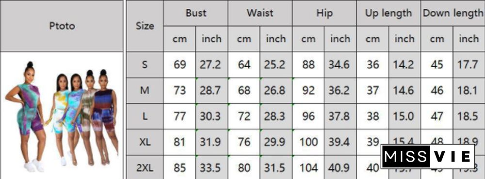 Side Open Tie-Dye Vest Shorts Fashion Casual Suit