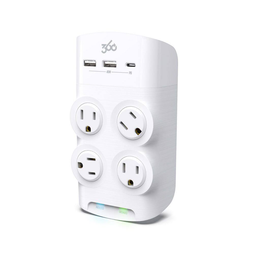 360 Electrical 45-Watt Revolve 4-Outlet Surge Protector 3E0771-WHT6NA