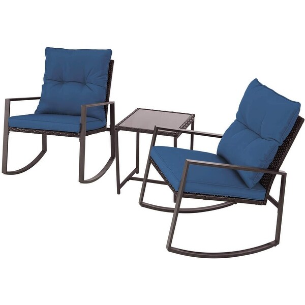 Pheap Outdoor Patio 3piece Black/Brown Wicker Rocking Bistro Set by Havenside Home