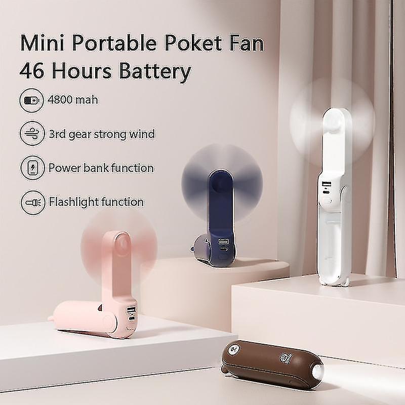 4800mah Mini Fan Portable Handheld Electric Fan Rechargeable Quiet Pocket Cooling Hand Ventilador With Light