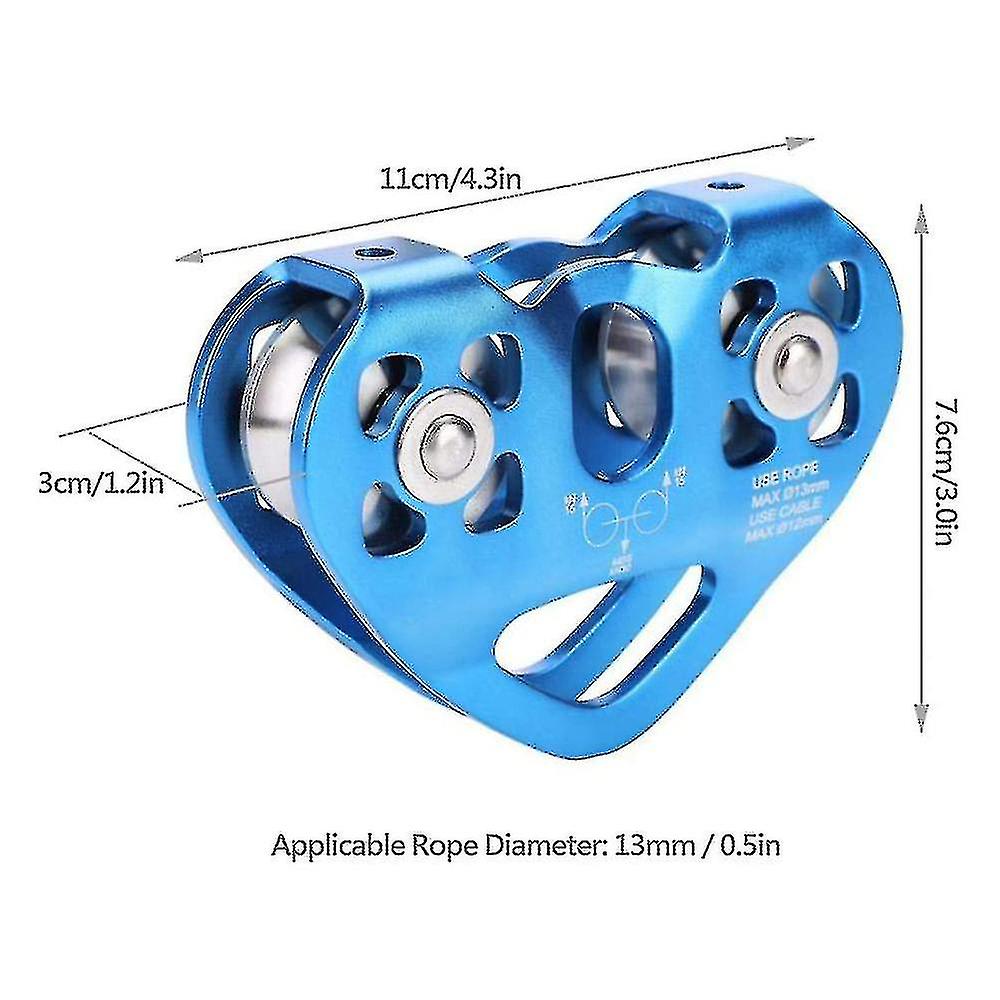 Pulley Tandem Speed Dual Trolley Rescue Climbing Dual Pulley，blue