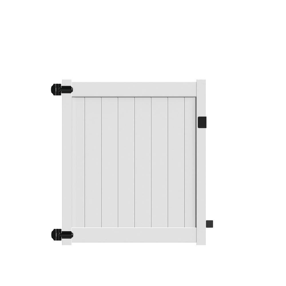 Barrette Outdoor Living Bryce and Washington Series 5 ft. W x 5 ft. H White Vinyl Drive Fence Gate Kit 73025128