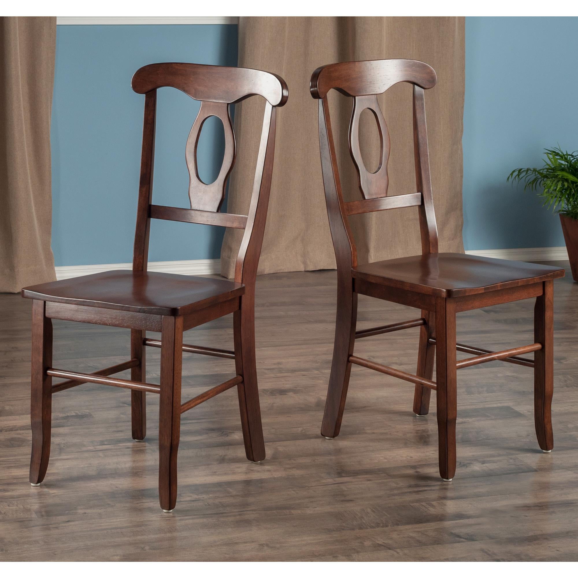 Winsome Wood Renaissance 2-Pc Key Hole Back Dining Chair Set， Walnut Finish