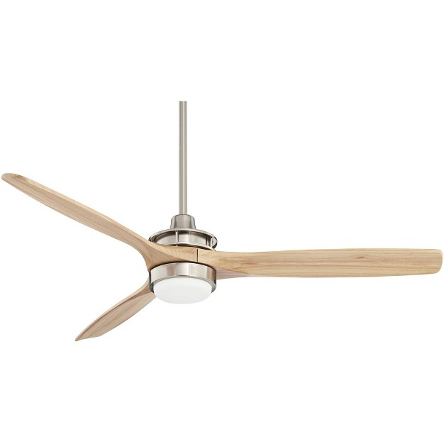 Casa Vieja Modern 3 Blade Indoor Ceiling Fan With Dimmable Led Light Remote Control Brushed Nickel Natural For Living Kitchen Bedroom Family Room