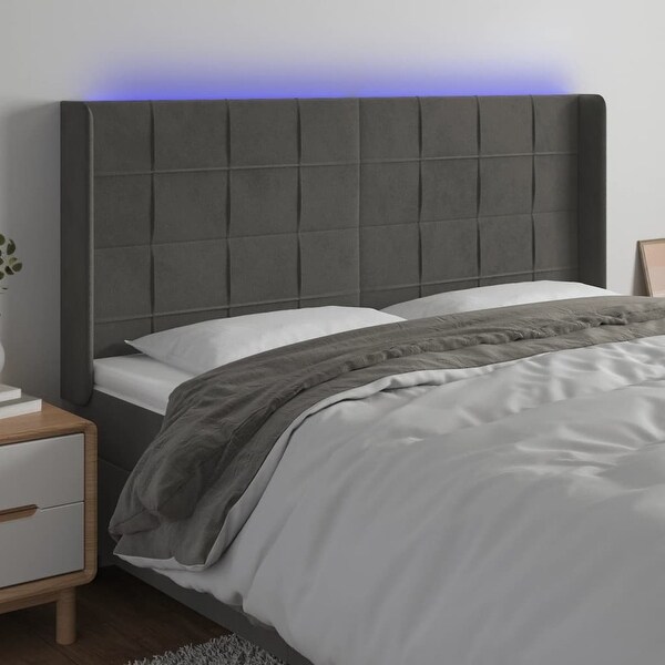 vidaXL LED Headboard Light/Dark Gray Velvet - - 37455492