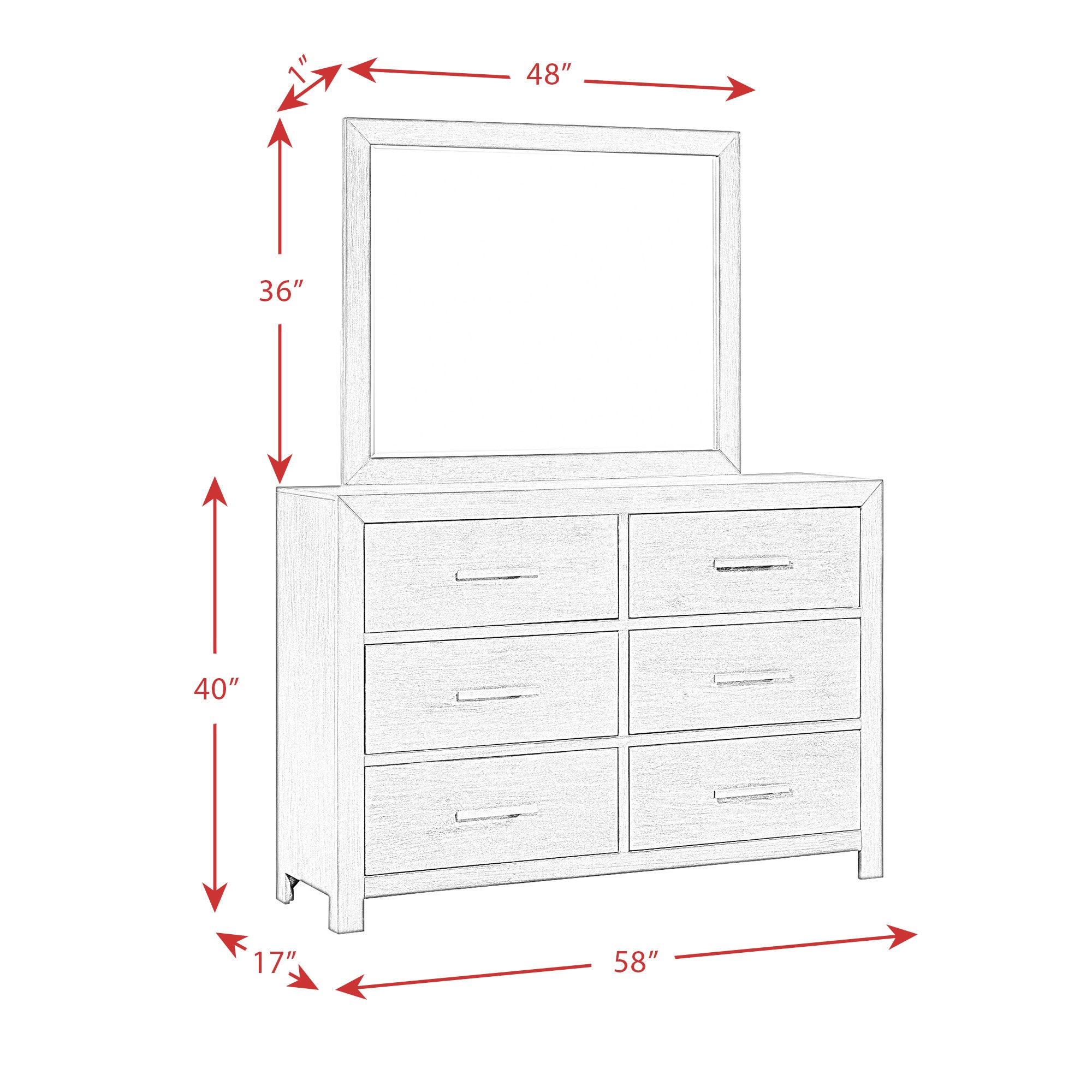 Picket House Furnishings Holland 6-Drawer Dresser & Mirror Set