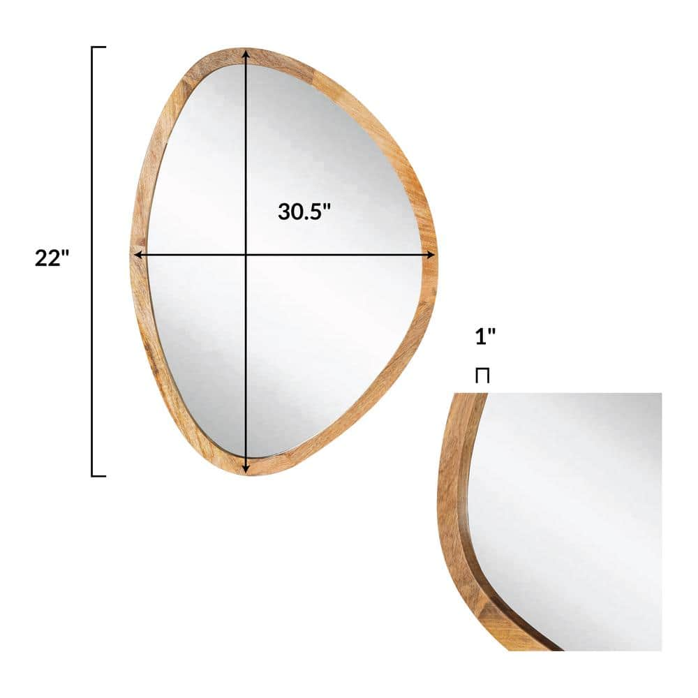 Poly and Bark Medium Irregular Natural Contemporary Mirror (30.5 in. H x 22 in. W) HD-573-NAT