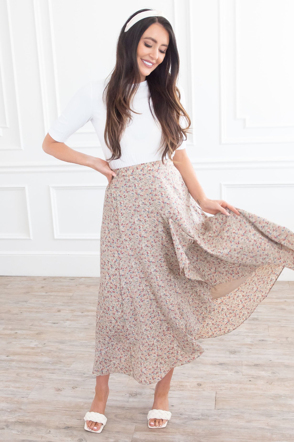 Growing On You Modest Ruffle Skirt