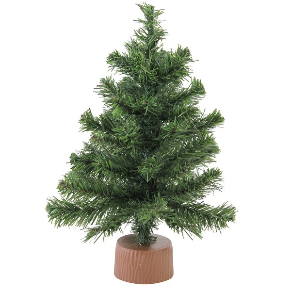 12 Mini Canadian Pine Full Artificial Christmas Tree Faux Wood Base