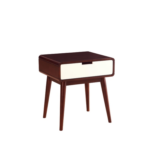 Aoolive Coffee Table End Table in Espresso and White for Living Room Furniture