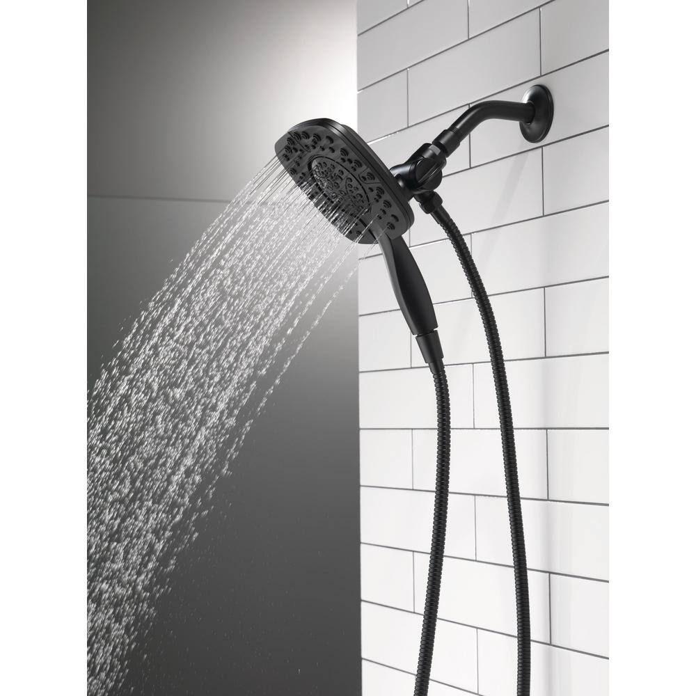 Delta In2ition 4-Spray Patterns 1.75 GPM 6 in. Wall Mount Dual Shower Heads in Matte Black 58498-BL