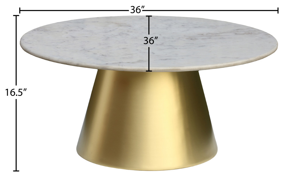 Sorrento Coffee Table  Marble Top  Brushed Gold Metal Base   Contemporary   Coffee Tables   by Meridian Furniture  Houzz