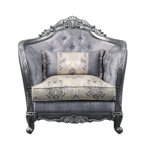 Acme 55347 Ariadne Chair w/1 Pillow  Fabric   Plat...