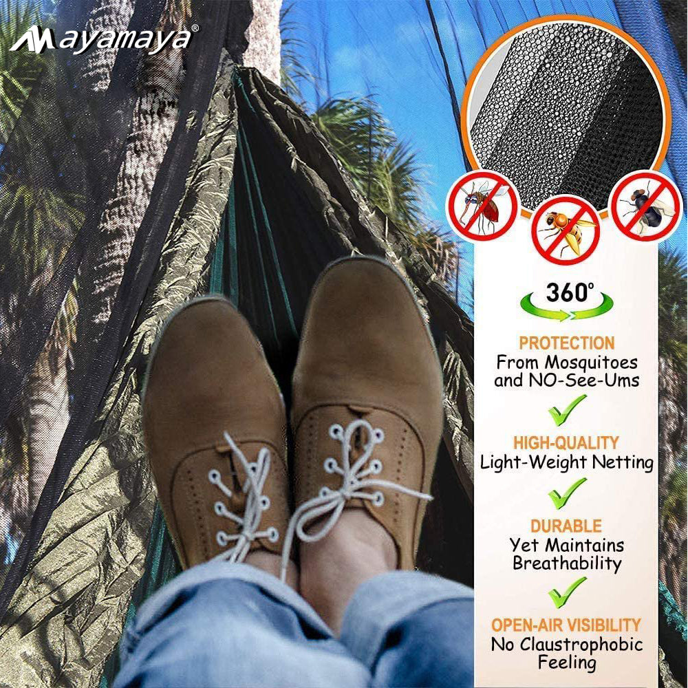 AYAMAYA Mosquito Net, Wide Room Hammock Bug Net,Breathable Mesh Net Equip with Hanging Bag & Lantern Hook,Ultralight Outdoor No-See-Um Spider Bug Nets for Hammocks