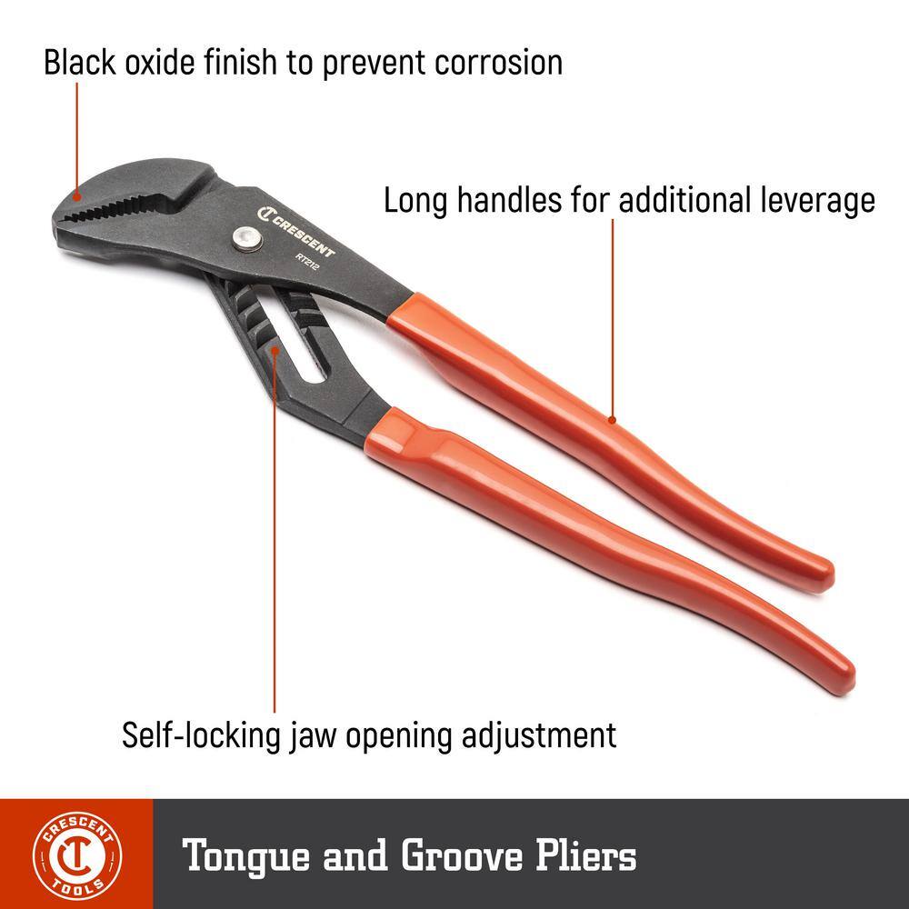 Crescent 16 in. Tongue and Groove Pliers Dipped Grip Black RT216CVN-06