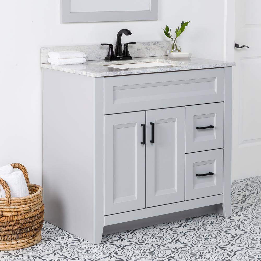 Home Decorators Collection Ridge 36 in. W x 21.6 in. D x 34 in. H Bath Vanity Cabinet without Top in Pearl Gray RG36-PG