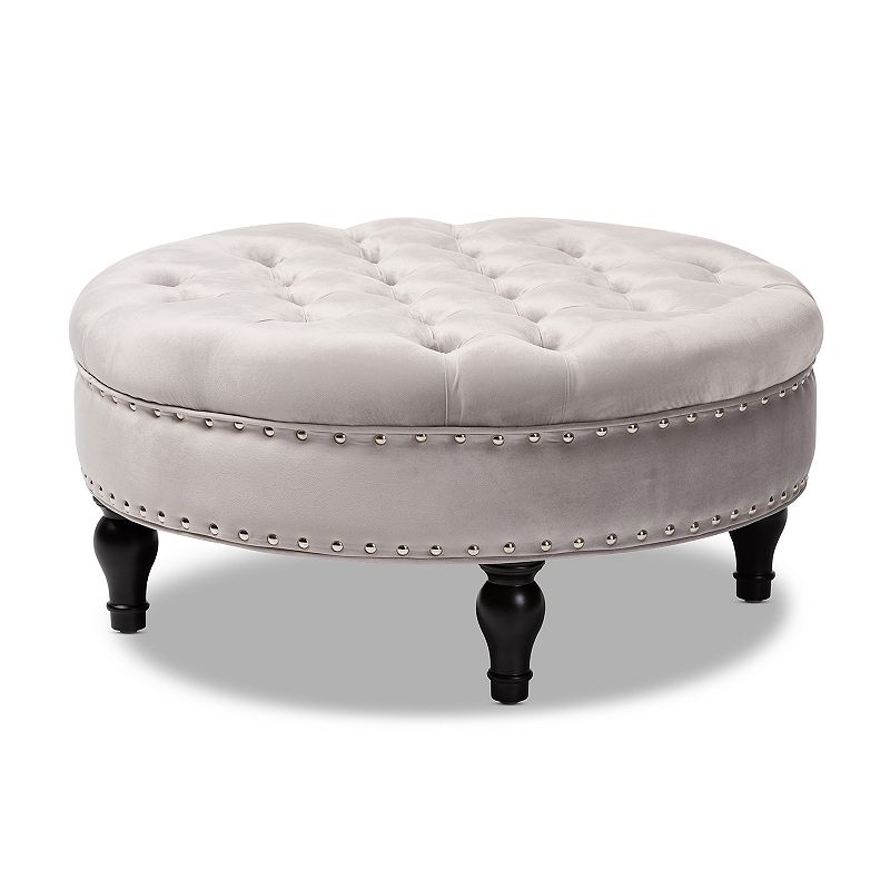 Baxton Studio Palfrey Tufted Round Ottoman