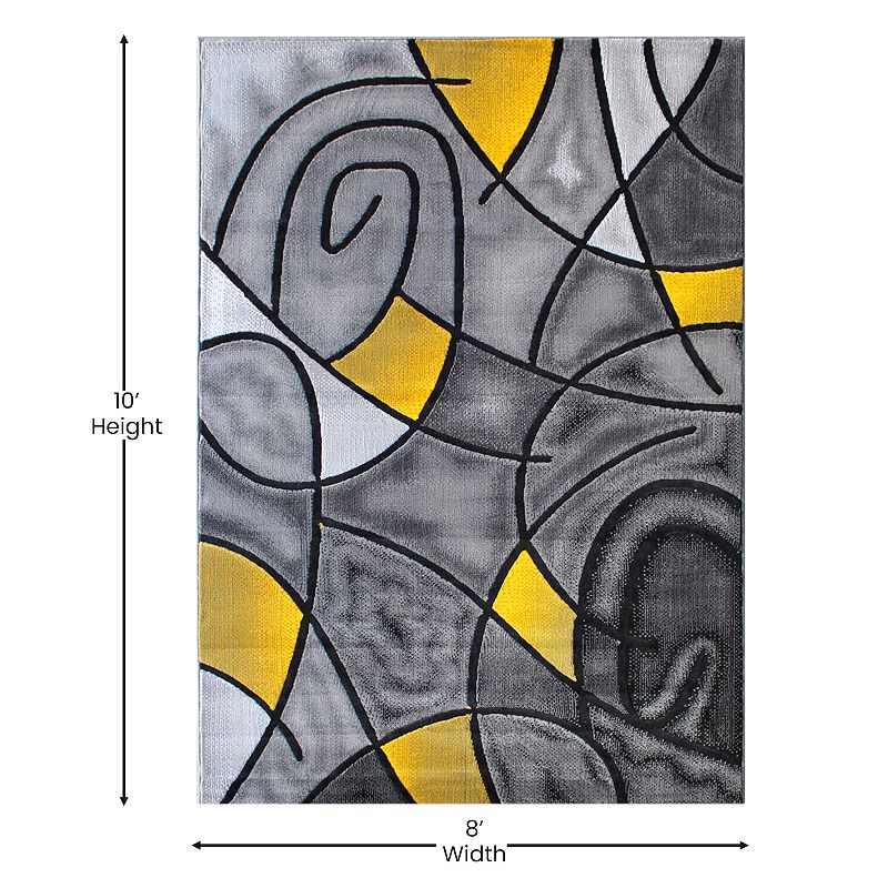 Masada Rugs Masada Rugs Trendz Collection 8'x10' Modern Contemporary Area Rug in Yellow， Gray and Black