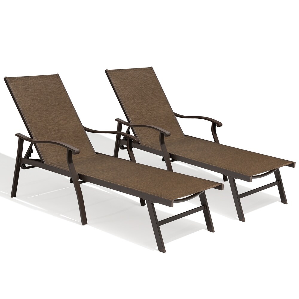 Outdoor Patio Aluminum Adjustable Chaise Lounge Chair (Set of 2)   See Picture