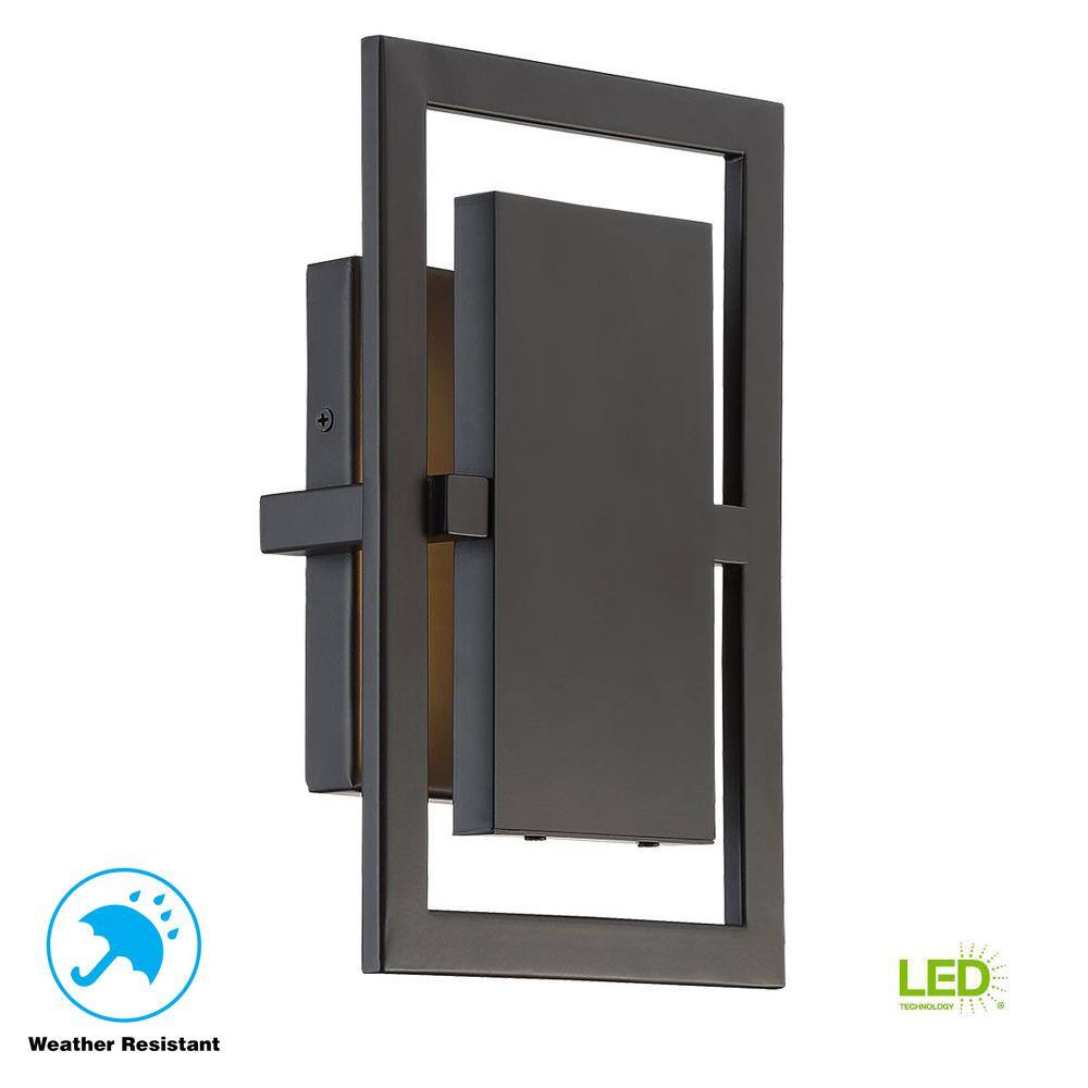 Home Decorators Collection Railford 1-Light Oil Rubbed Bronze Outdoor Integrated LED Wall Lantern Sconce with Etched Lens 23740