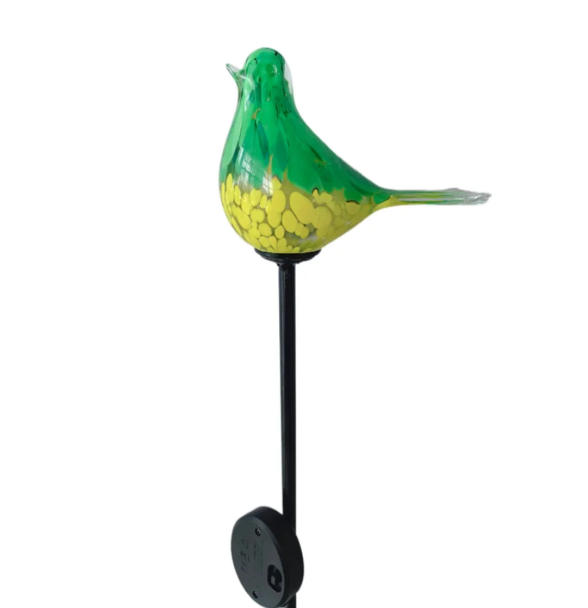 New Party holiday supplies hot selling garden solar stakes outdoor decoration blown glass bird solar light metal garden stakes