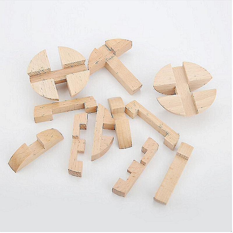 Brain Teaser Kong Ming Lock 3d Wooden Burr Puzzles Game Toy Bamboo Small Size Brain Teaser Intellige