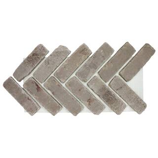 Old Mill Brick 28 in. x 12.5 in. x 0.5 in. Brickwebb Herringbone Olympus Thin Brick Sheets (Box of 5-Sheets) BWH-370059CS