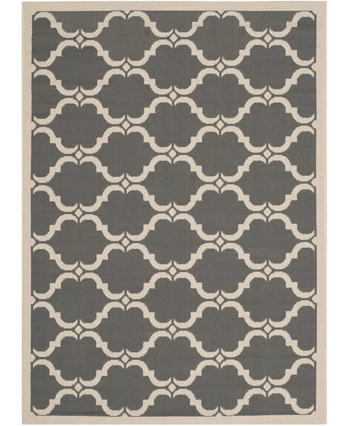 Safavieh Courtyard CY6009 Anthracite and Beige 5'3 x 7'7 Sisal Weave Outdoor Area Rug