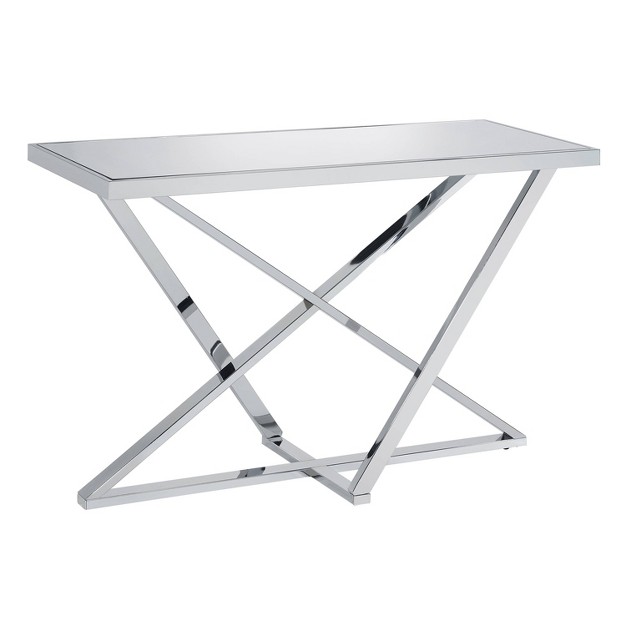 Drubeck Mirrored Rectangle Sofa Table Chrome Homes Inside Out