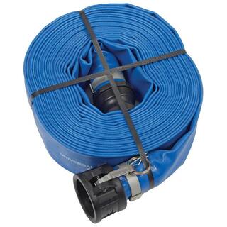 Apache 50 ft. Blue PVC Lay-Flat Discharge Hose with Poly Cam Lock Fittings APACHE-98138049