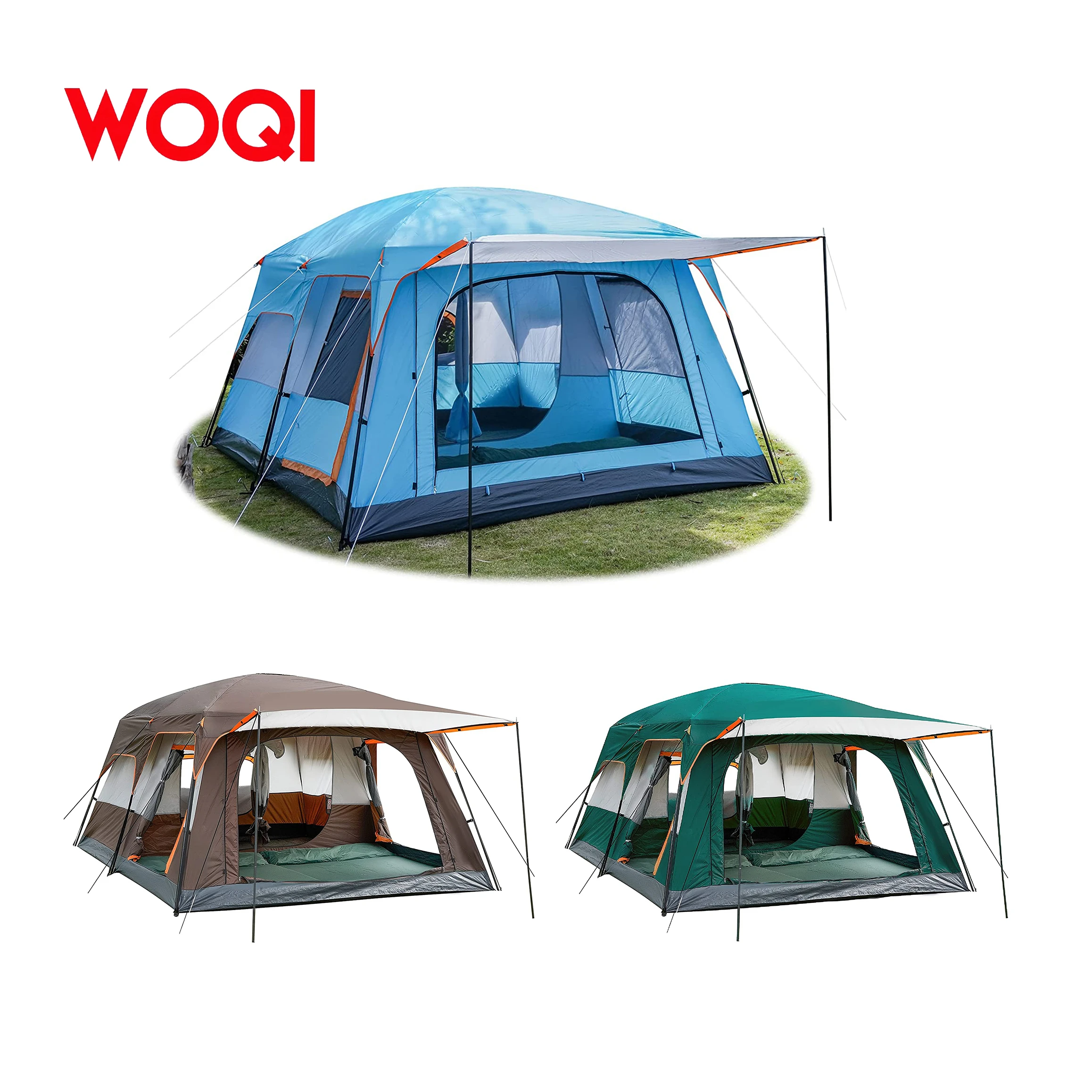 Woqi Family tents camping outdoor two room 8 person waterproof luxury big camping tent