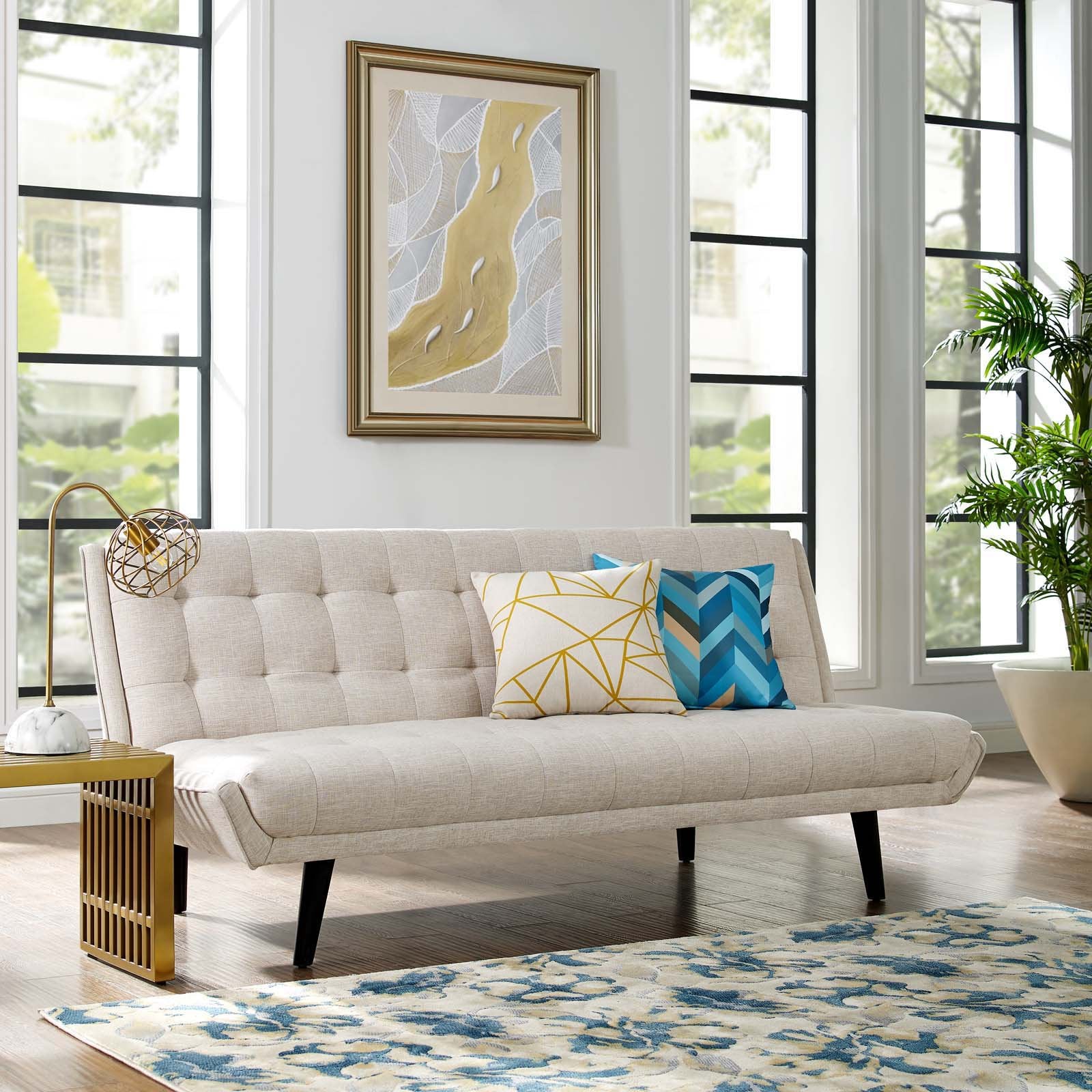 Modway Glance Tufted Convertible Fabric Sofa Bed