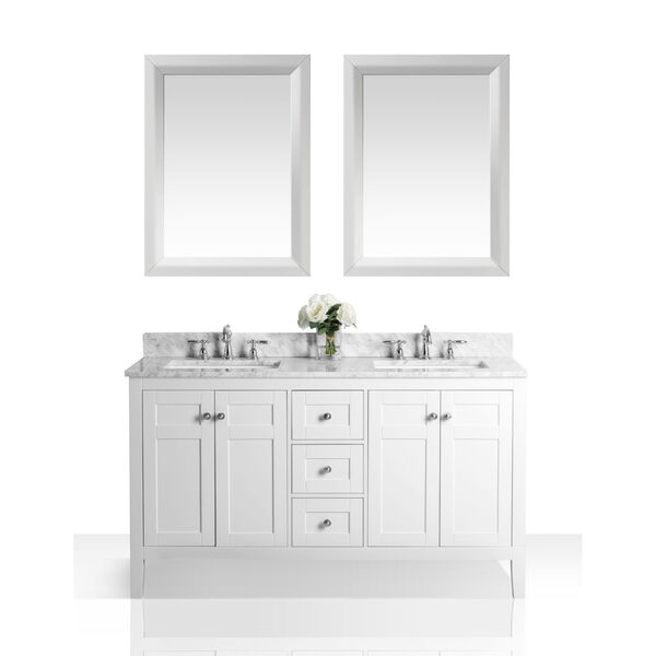 Maili Carrara White 60-Inch Vanity Console with Mirror