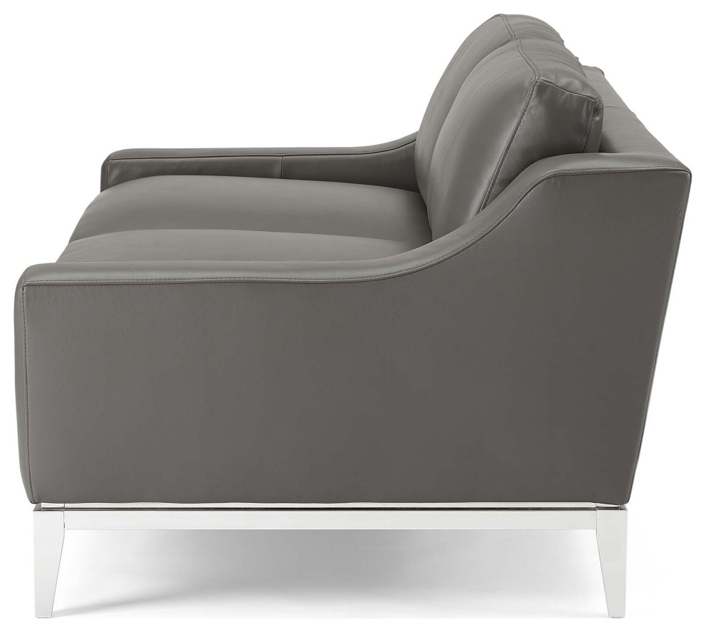 Modern Designer Living Room Lounge Club Lobby Loveseat Sofa  Leather  Grey Gray   Contemporary   Loveseats   by House Bound  Houzz