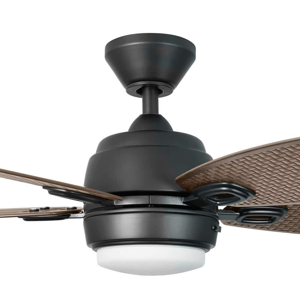 Home Decorators Collection Daniel Island 52 in White Color Changing Integrated LED Outdoor Matte Black Ceiling Fan with Light Kit and Remote