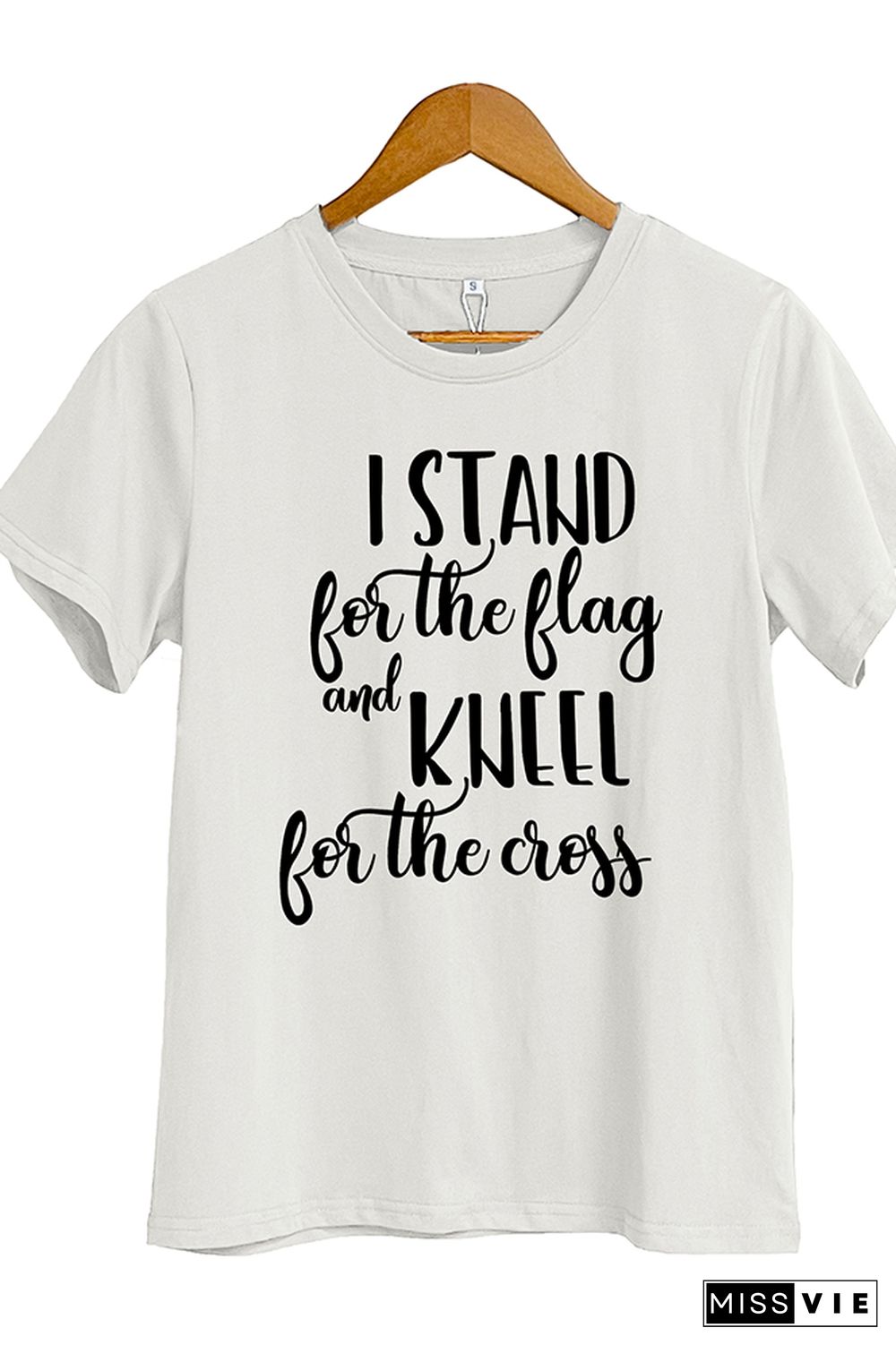 I Stand for the Flag and Kneel for the Cross Over Fear Short Sleeve Graphic Tee Wholesale