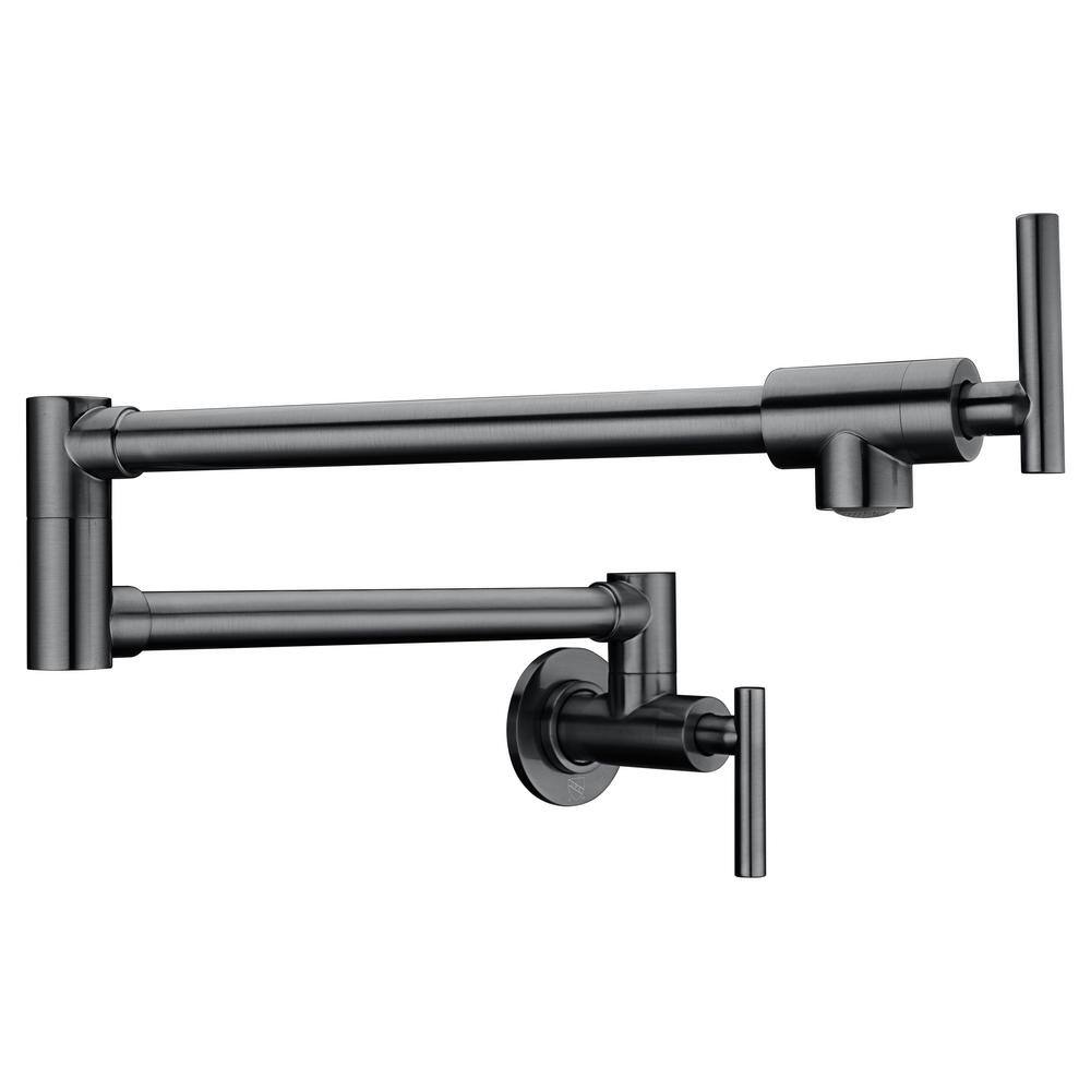 ANZZI Braccia Series 24 in. Wall Mounted Pot Filler in Gunmetal Black KF-AZ258GB