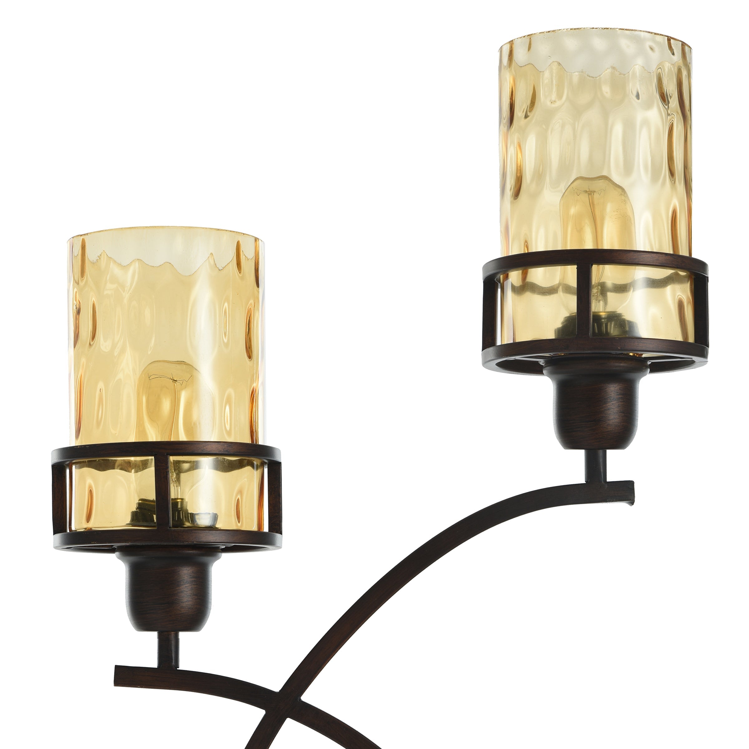 Floor Lamp - Bronze Finish - Amber Glass Shade