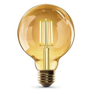 Feit Electric 60-Watt Equivalent G30 Dimmable Cage Filament Amber Glass E26 Vintage Edison LED Light Bulb Warm White G3060VGLEDHDRP