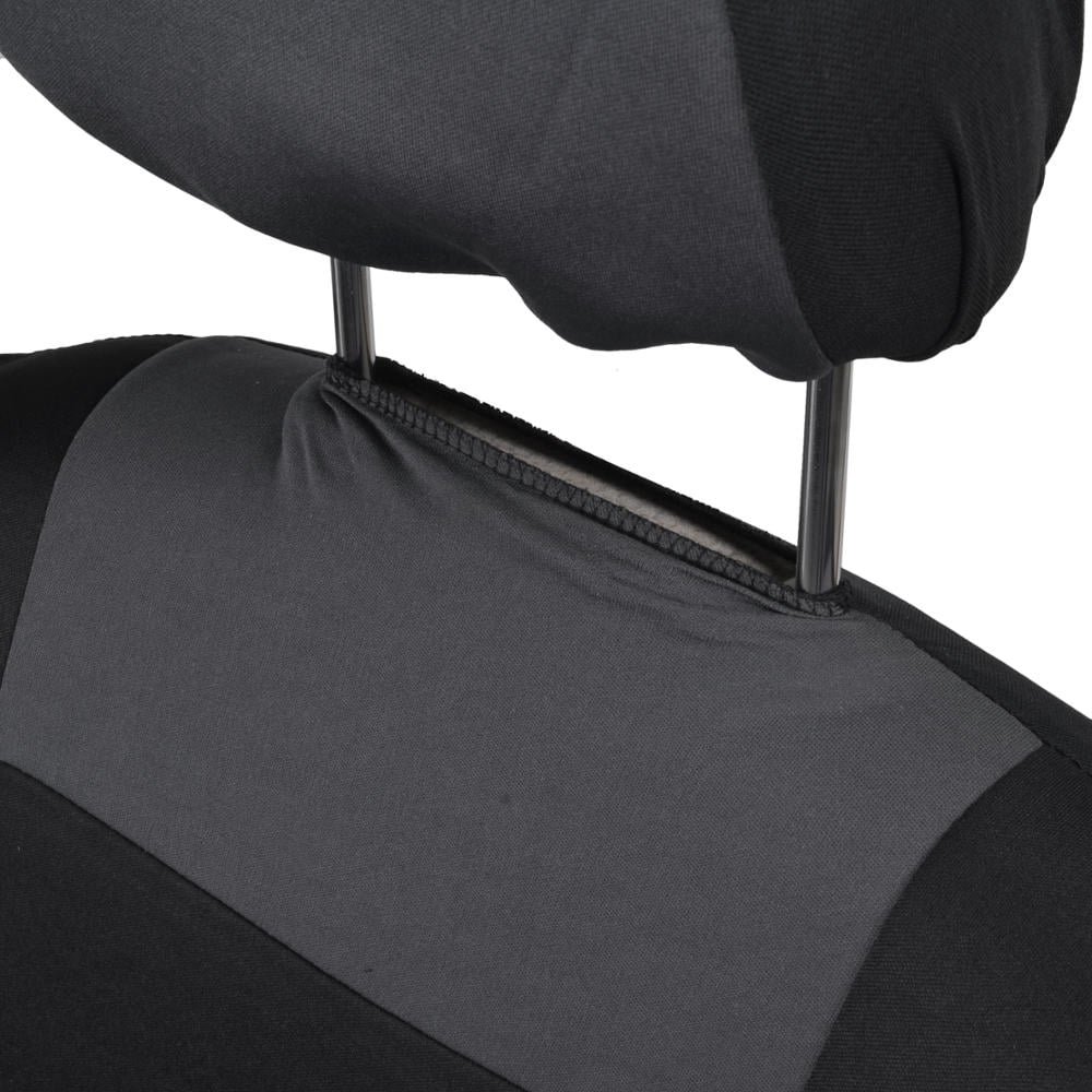 BDK PolyPro Car Seat Covers Full Set， Charcoal Gray Two-Tone Front and Rear Split Bench Seat Covers for Cars Trucks SUV