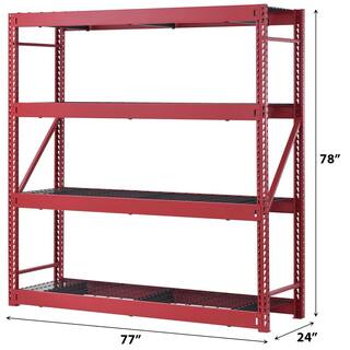 Husky 4-Tier Industrial Duty Steel Freestanding Garage Storage Shelving Unit in Red (77 in. W x 78 in. H x 24 in. D) N2W772478W4R